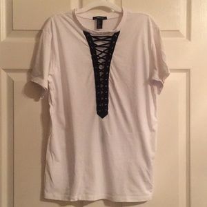 White lace up top